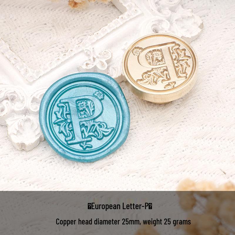 

Wax Seal Stamp Head with 26 A-Z Letter Patterns - Retro Copper Design for Envelopes