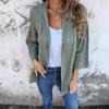 1116 European and American Autumn and Winter New Cardigan Solid Color Casual Loose Pocket Top Women