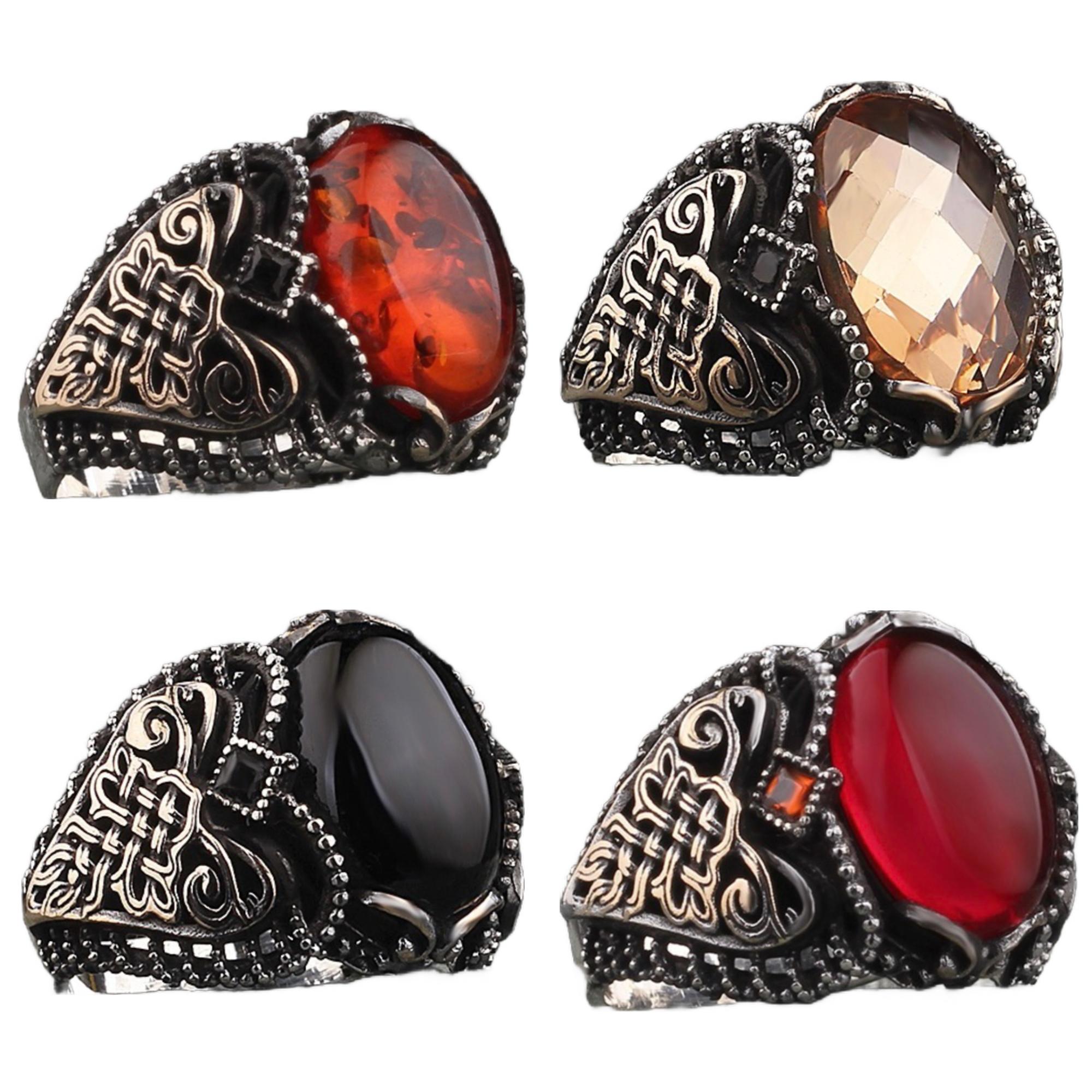 

Кольцо с цветным камнем Мужская мода Стерлинговый серебряный аксессуар Современные украшения Муж Подарок 7