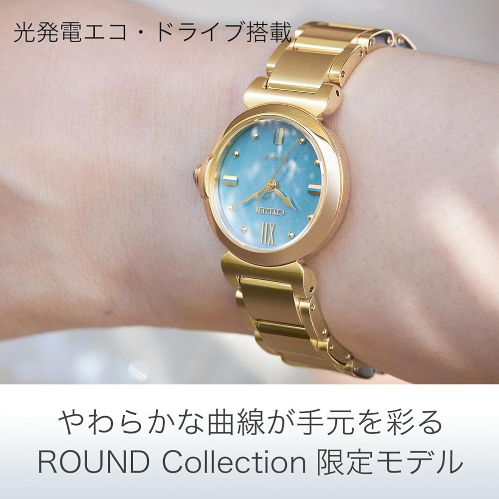 CITIZEN L (Light-Powered Eco-Drive/Limited Edition/Waterproof) EM1133-85L ROUND Collection Women's Analog Watch in Blue, Gold, Light Blue, and Light B