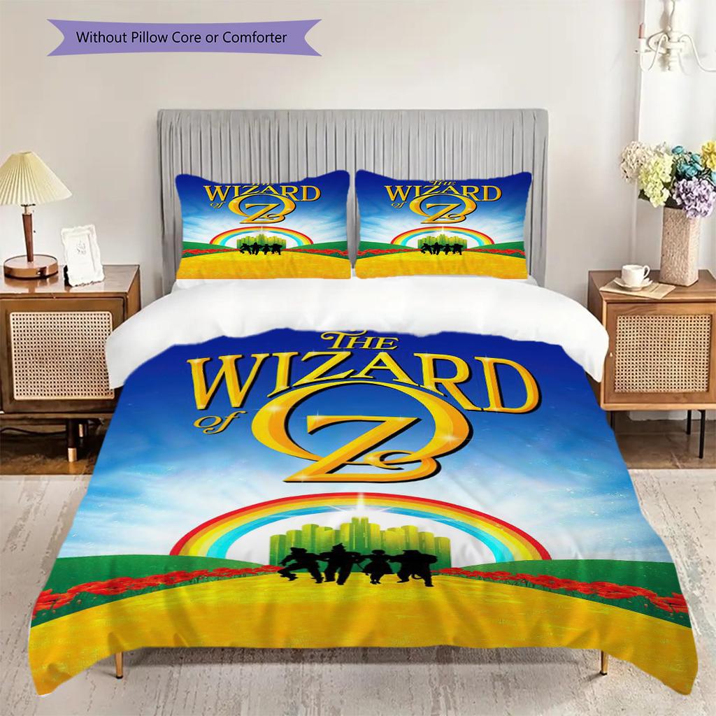 1PC The Wizard of Oz Pattern Bedding Quilt Set Quilt Cover Pillowcase Home Decoration Birthday Gift (1 * Duvet Cover + 2 * Pillowcase, Without Core)