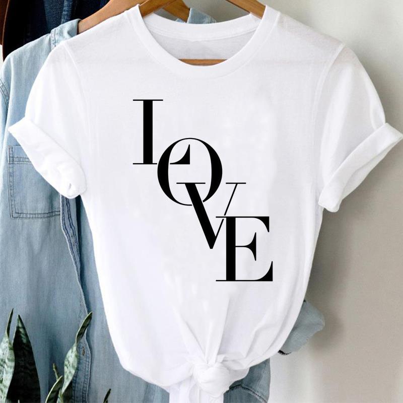 (Asian Size) Women Printed Tee Fashion Lady love letter style  Clothing Casual T Shirt Female Top Graphic Short Sleeve T-shirts