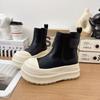 Autumn New Thick Soled Sleeve Ankle Boots for Women with Short Stature, Height Increasing Versatile Chelsea Short Boots