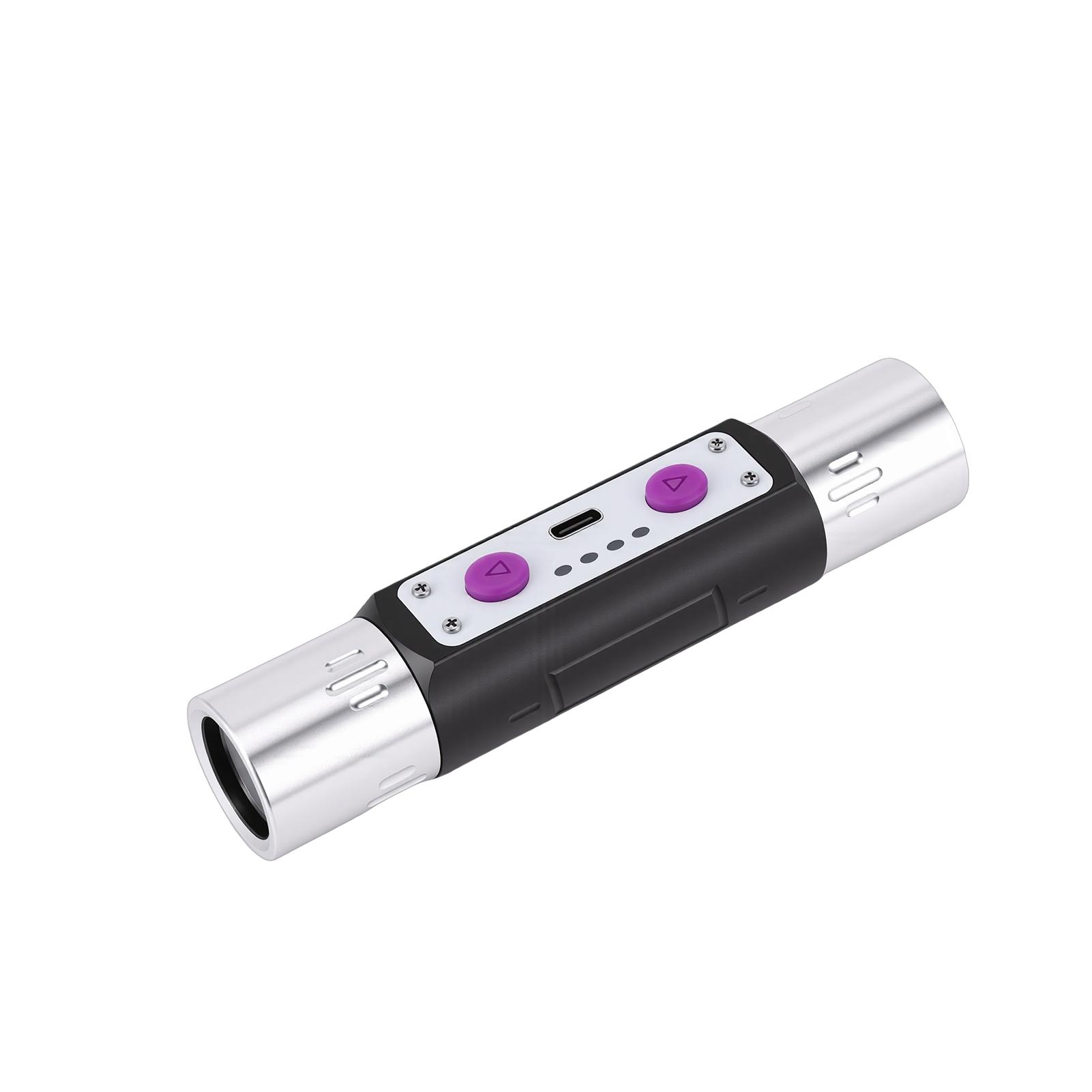 

Violet Light Flashlight 3W Rechargeable 254nm 365nm 395nm Dual Head Torch Detector for Money Gemstone Porcelain