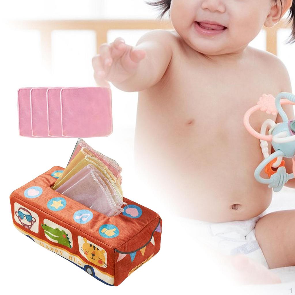 Tissue Box High Contrast Crinkle Busy Pull Tissues Activities for Developmental Motor Skill