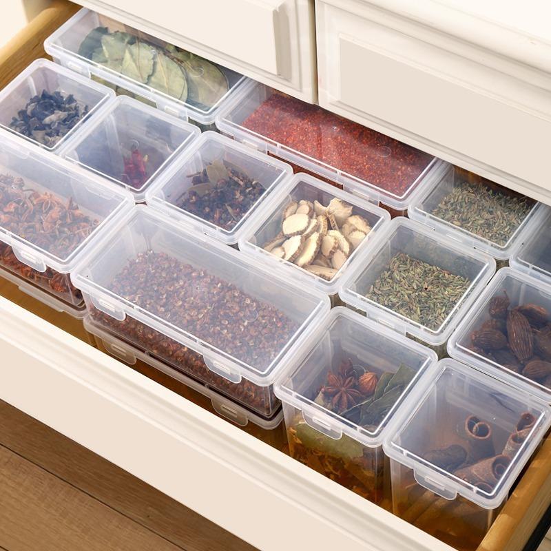 Spice Storage Box Household Star Anise Cinnamon and Dried Chili Pepper Compartments Storage Box Condiment Portioning Box