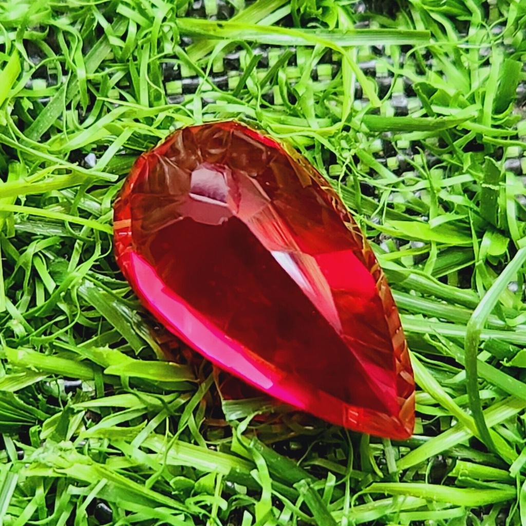 24.90 Ct Heated Ceylon Red Ruby Pear Cut Faceted Loose Gemstone