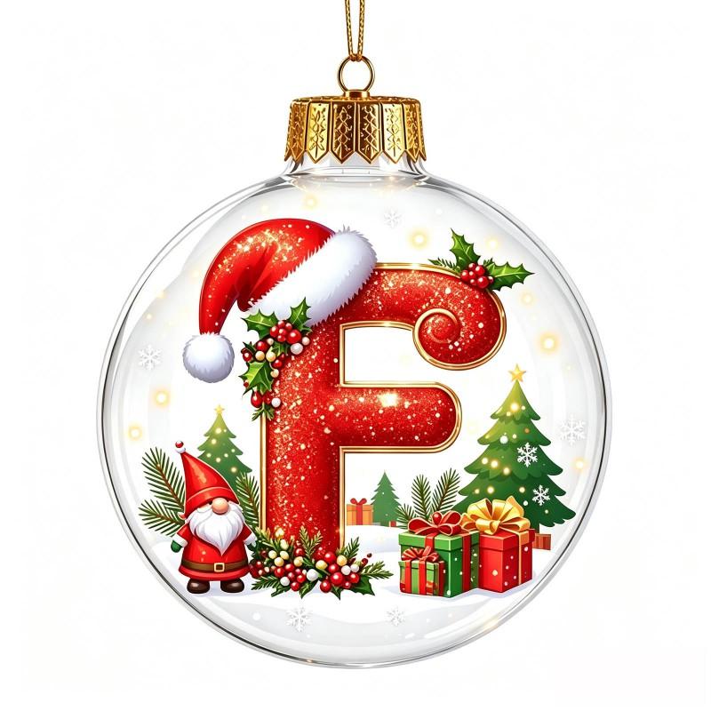 Acrylic 3D Letter Ornament Ball Christmas Tree Decoration Hanging Decor Home Holiday Festive Scene