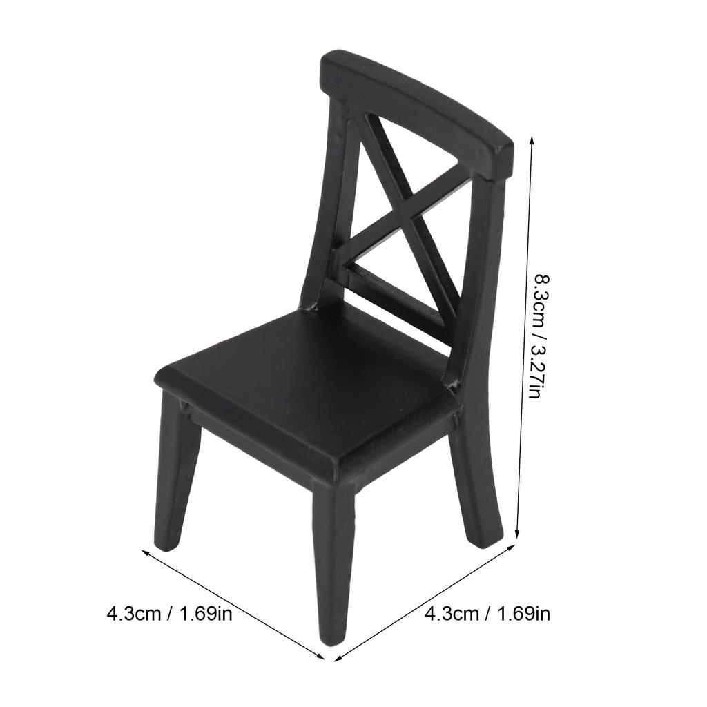 1:12 Scale Dollhouse Chair Classic Style Wooden Black Doll House Furniture Accessories