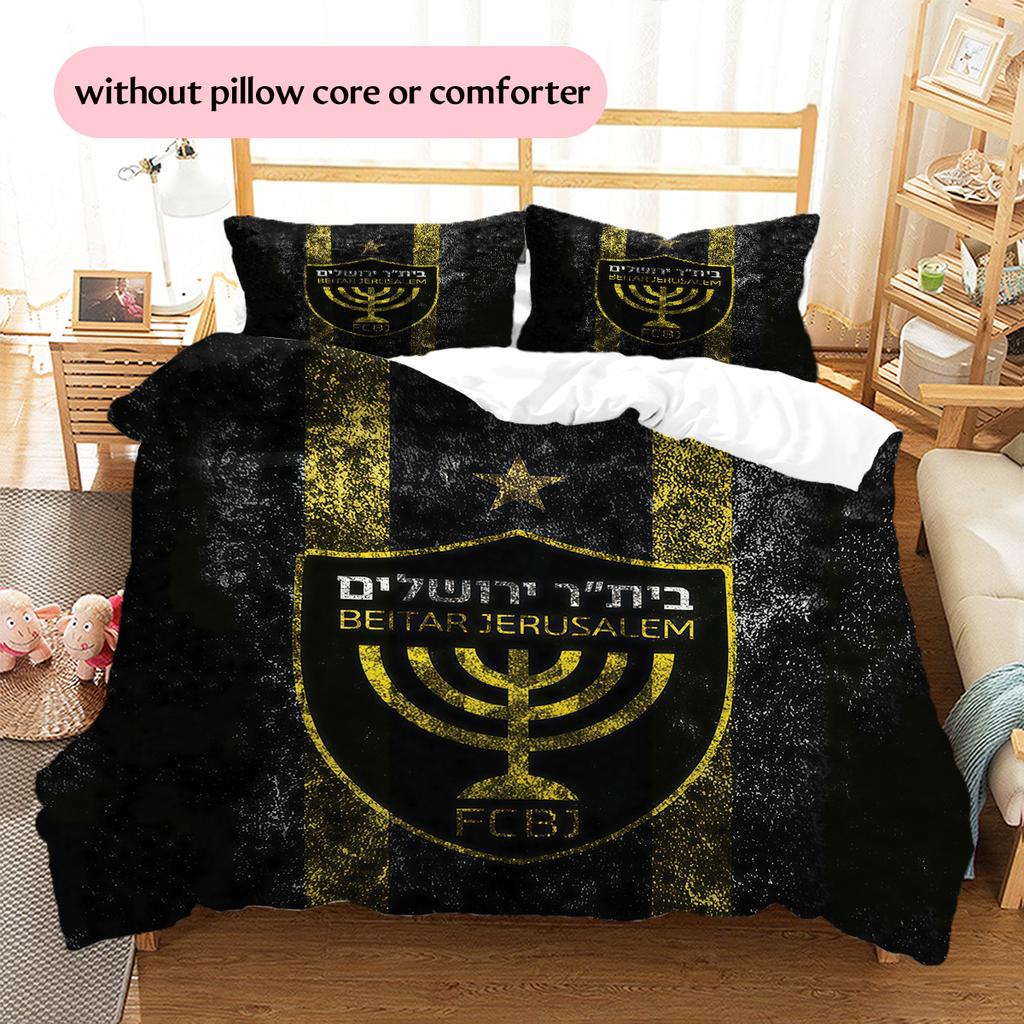 Beitar Jerusalem Football Club Pattern Bedding Quilt Set  Home Decoration  Gift (1 * duvet cover + 2 * pillowcase  without core)
