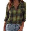 Women's Casual Plaid Long Sleeve Lapel Collar Cardigan Shirt