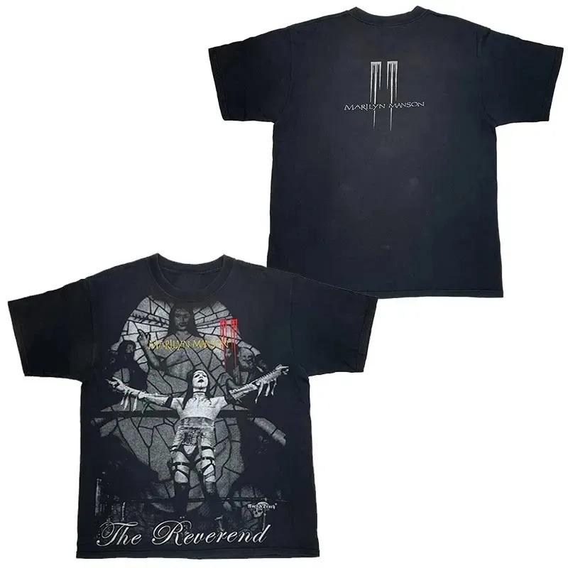 Marilyn Manson Industrial Metal "You're Born Again Now Die Again" 1990s Vintage Graphic Oversized Streetwear T-Shirt Top for Rock & Industrial Metal