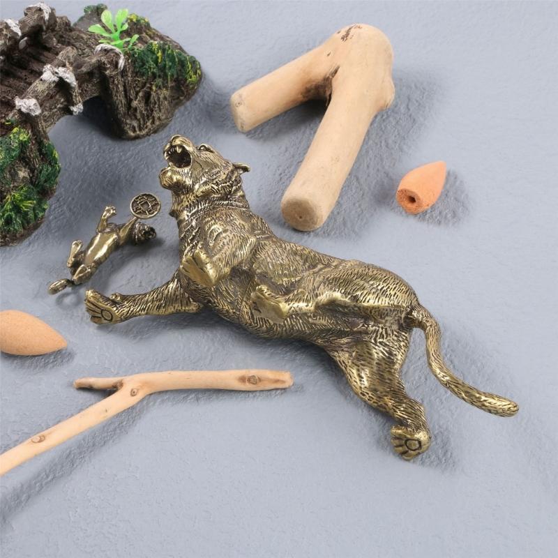 Handmade Oxidized Metal Maneater Carving Traditional Asian Animal Piece Decoration For House Office Styling