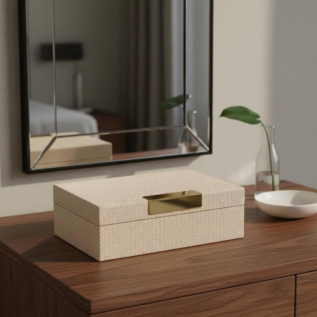 Faux Leather Jewelry Box Multi-Purpose Modern Trinket Case Stylish Design