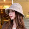 New Korean Style Hollow Breathable Knitted Bucket Hat for Women In Spring and Autumn Fashion Versatile Bucket Hat Showing Face Small Fisherman Hat