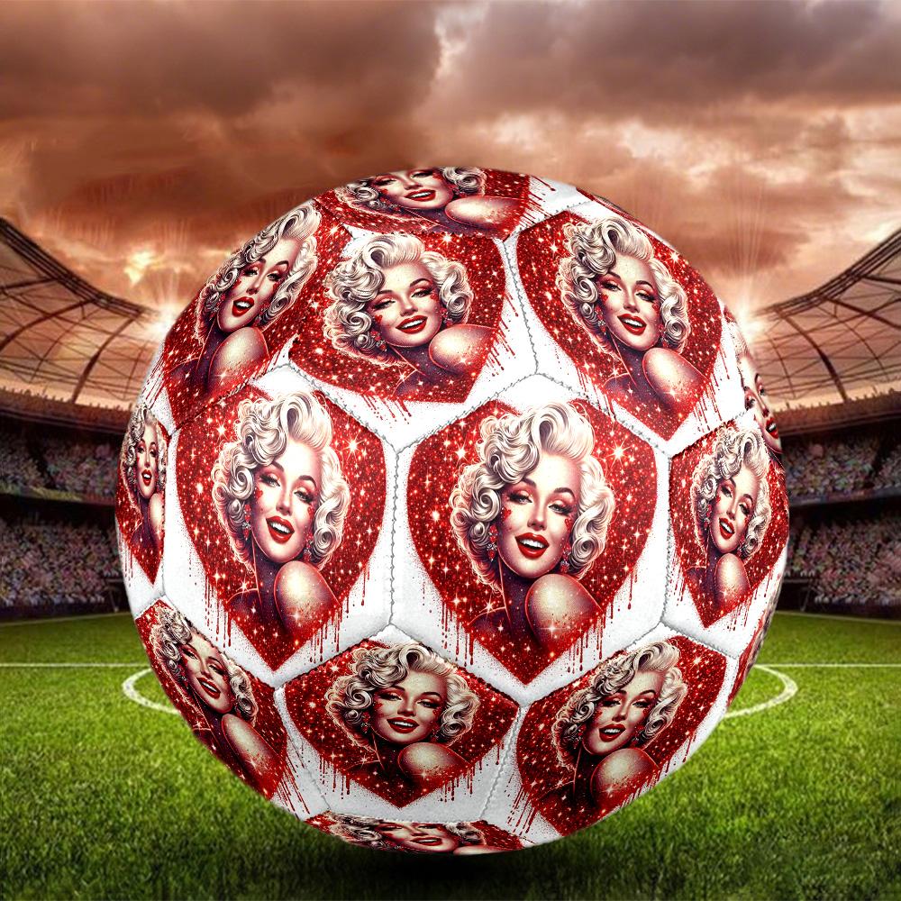 Marilyn Monroe Print Size 5 Soccer Ball, Standard Match Football for Sports Game and Team Practice, Ideal Gift for Soccer Fans