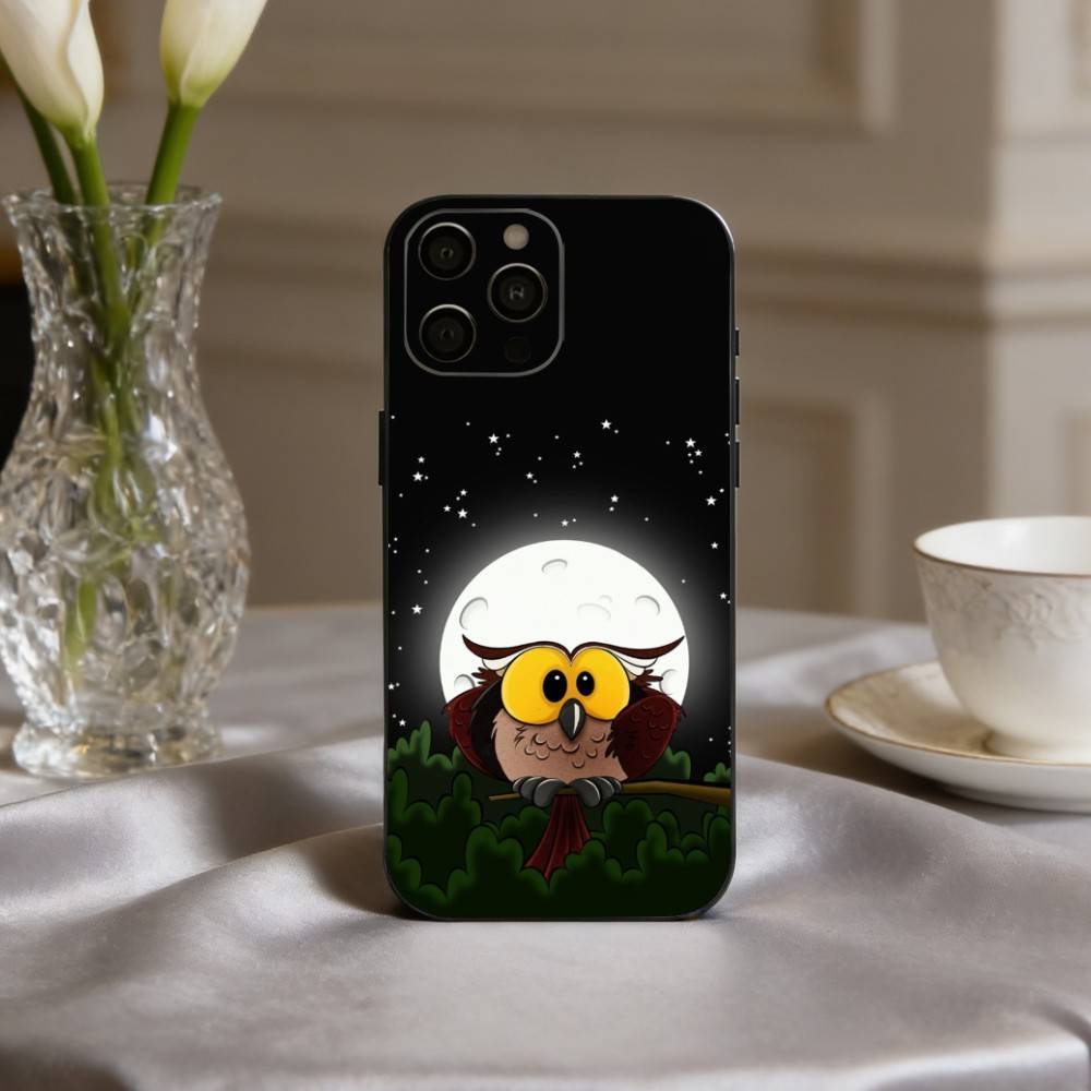 Cute Owl Art Phone Case For iPhone 17pro, 16,15,14,13,12,11 X XR Plus,Others Soft Black Cover