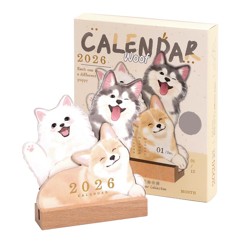 Cute Cat Dog Series 2026 New Year Calendar Desk Table Planner Yearly Agenda Organizer Memo Notes for Home Office School Creative