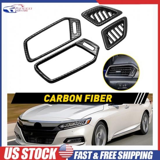 For Honda Accord 2018- Carbon Fiber Interior Air Vent Outlet Cover Trim ABS