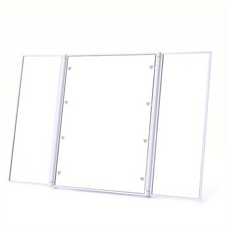 

Портативное светодиодное трехстороннее зеркало для макияжа со складной конструкцией белый