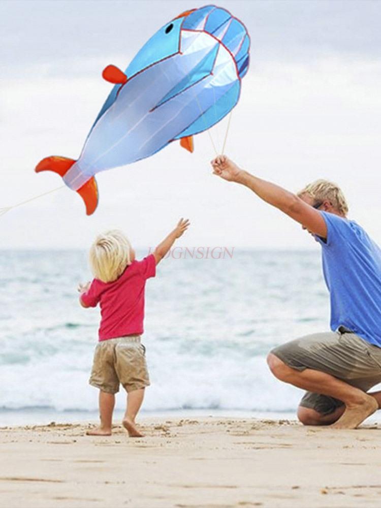Großer weicher Drachen, leicht im Wind zu fliegen, für Erwachsene und Kinder, 3D, hohe Qualität, neuer Delfin-Weichdrachen