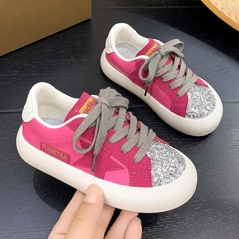 

Детские туфли на платформе с кристаллами для принцесс, студенческие, весна 2025, новые, осенние, для студентов, для мальчиков и девочек, корейская версия, универсальная повседневная обувь 29