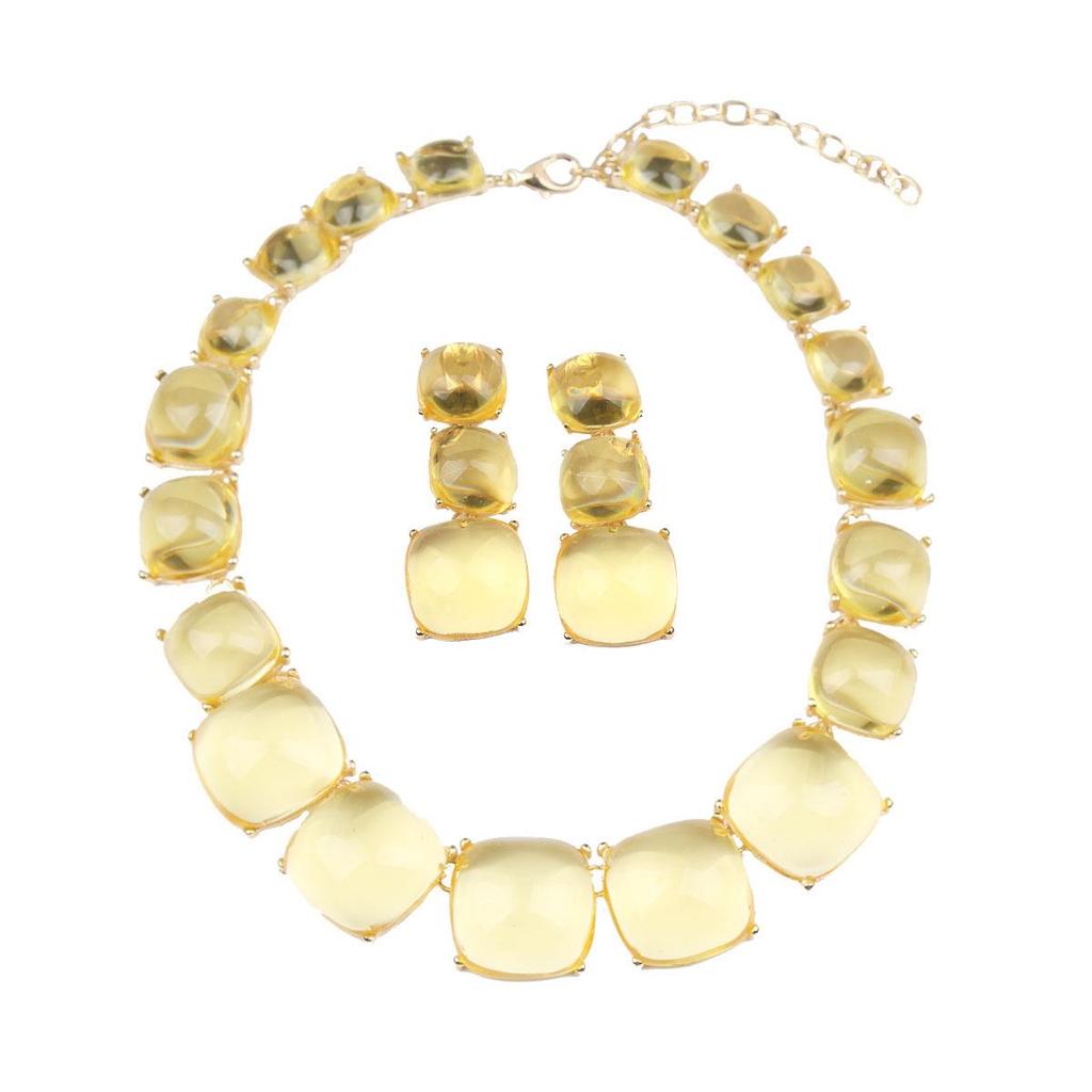 Handgefertigtes Acryl-Farbblock-Halsketten- & Ohrring-Set - Vielseitiger Kristallschmuck für Damen