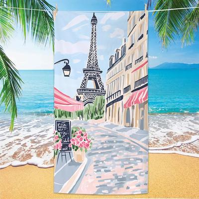 Eiffelturm Strandtuch, Digitaldruck Dünn Schnelltrocknend Anti-Sand Mikrofaser Leicht für Schwimmen, Yoga, Reisen, Fitnessstudio, Geschenk