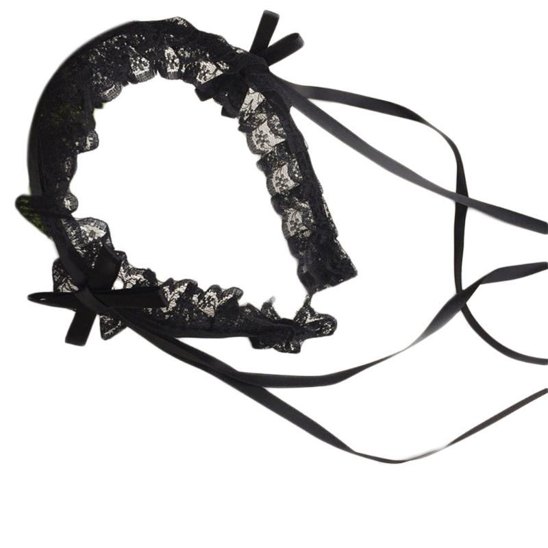 Liebliches Süßes Haarband Anime Maid Cosplay Stirnband Lolita Rüschenspitze Kopfschmuck Handgefertigt Schleife Haarschmuck