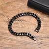 Black Miami Curb Chain Bracelet for Men,6-12MM Chunky Stainless Steel Cuban Link Chain Wristband,Stylish Punk Male Jewelry