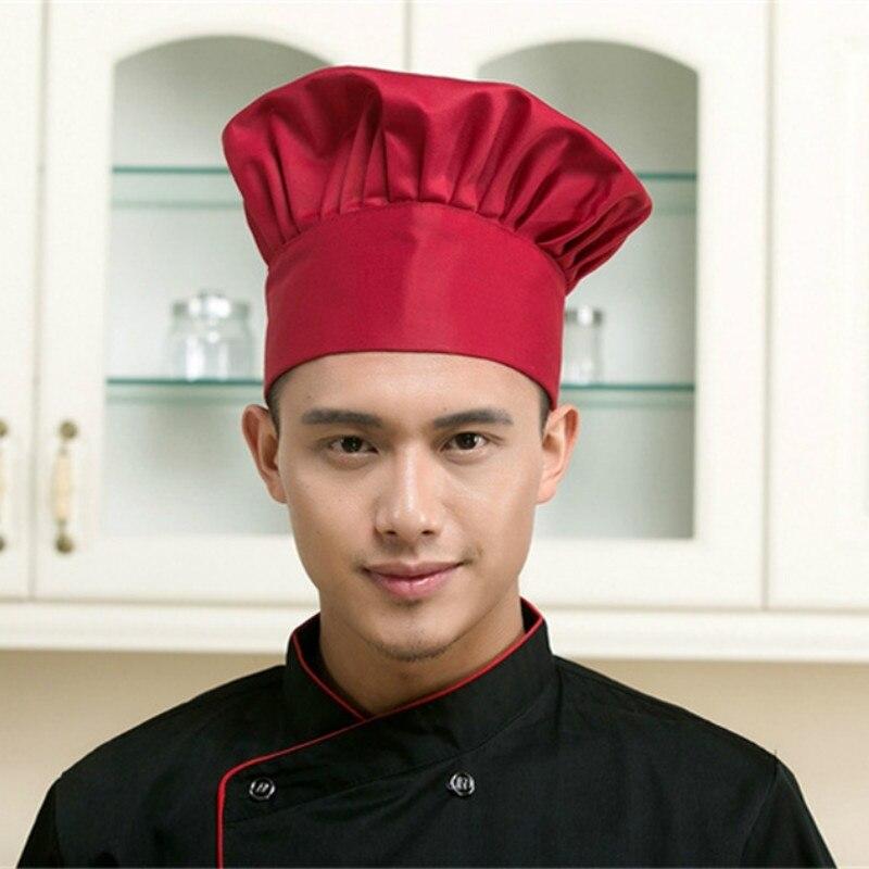 

8-цветный колпак шеф-повара для мужчин, кухонные принадлежности для отелей, рабочая плиссированная шляпа-гриб, регулируемая униформа шеф-повара, кухонные принадлежности wine red