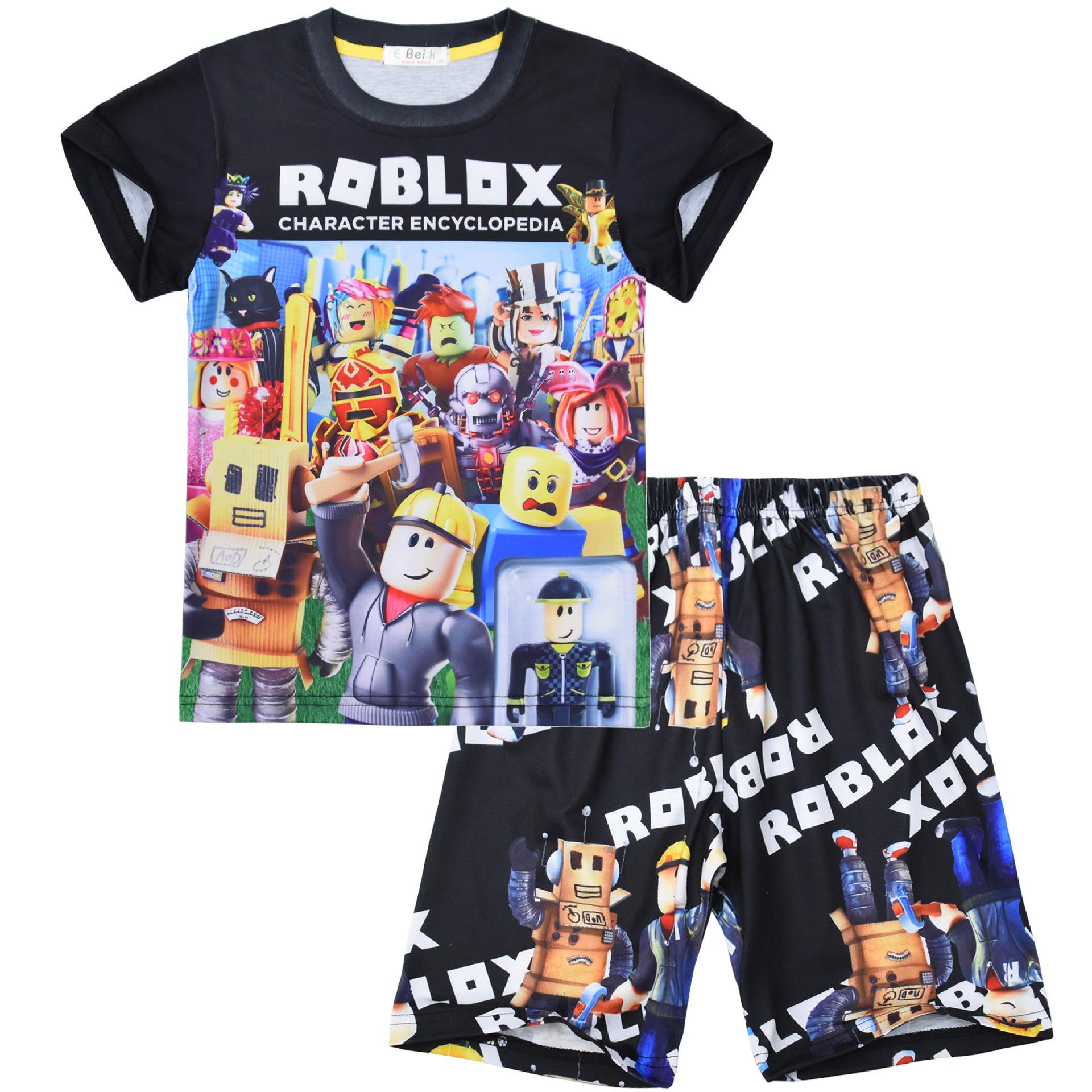 

In-Stock Children s Short Sleeve Digital Print Pajama Set - Medium & Large Sizes 160 чёрный