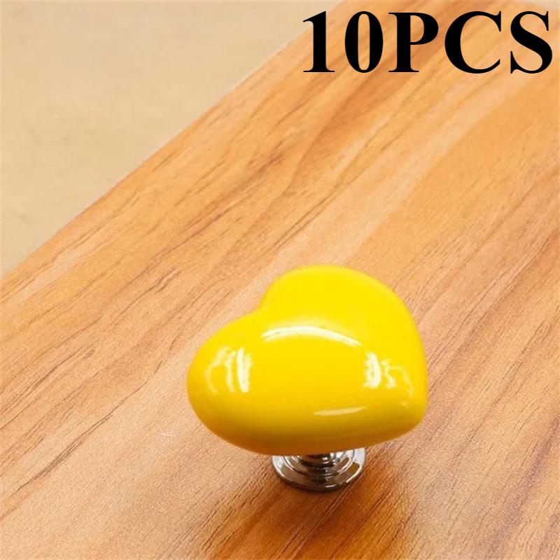 10pcs/2pcs Colorful Heart Shaped Toilet Press Button Water Tank Push Switch Nail Art Assistant Cabinet Door Drawer Handle