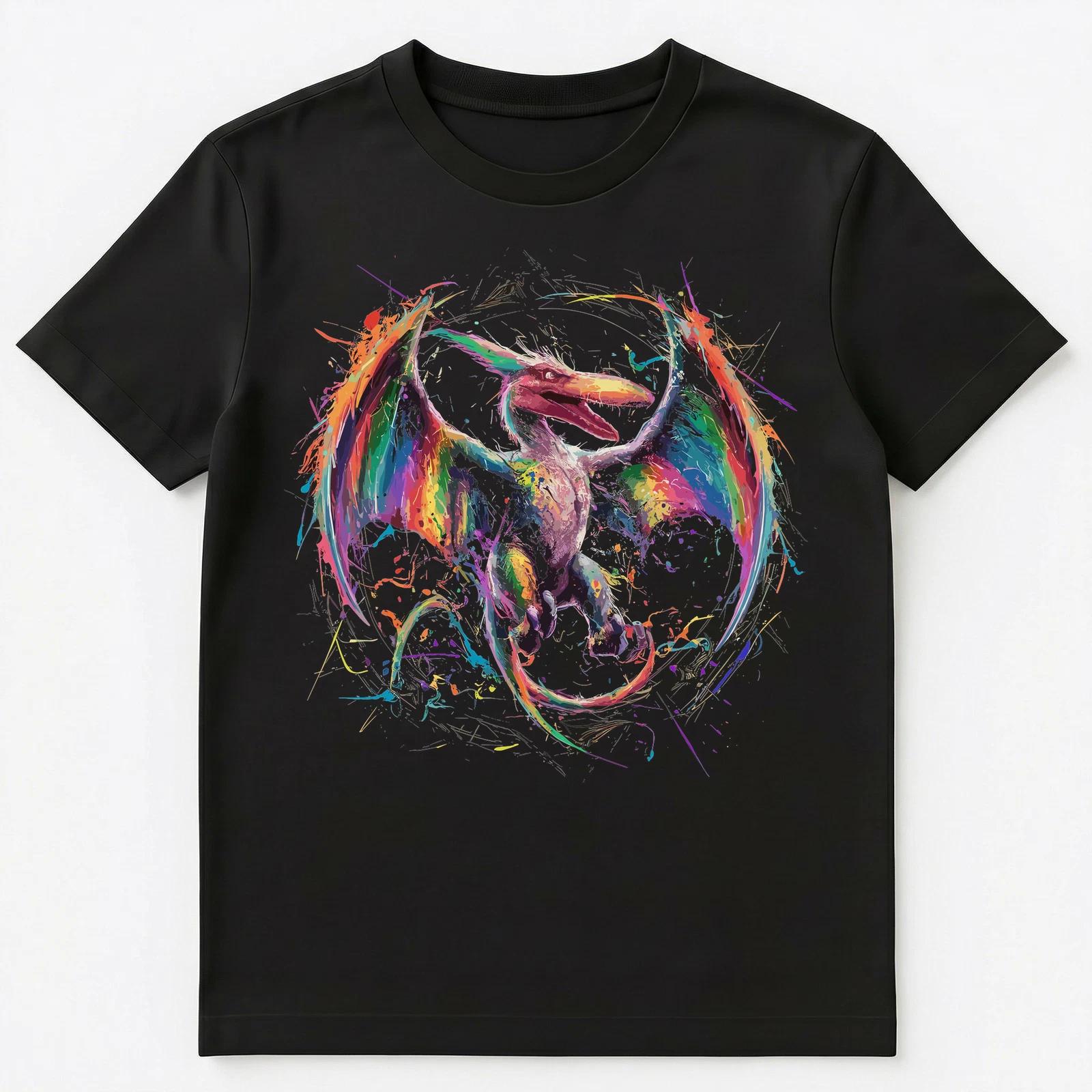 

Colorful Paint Splash Pterodactyl Art Graphic Unisex T-Shirt S