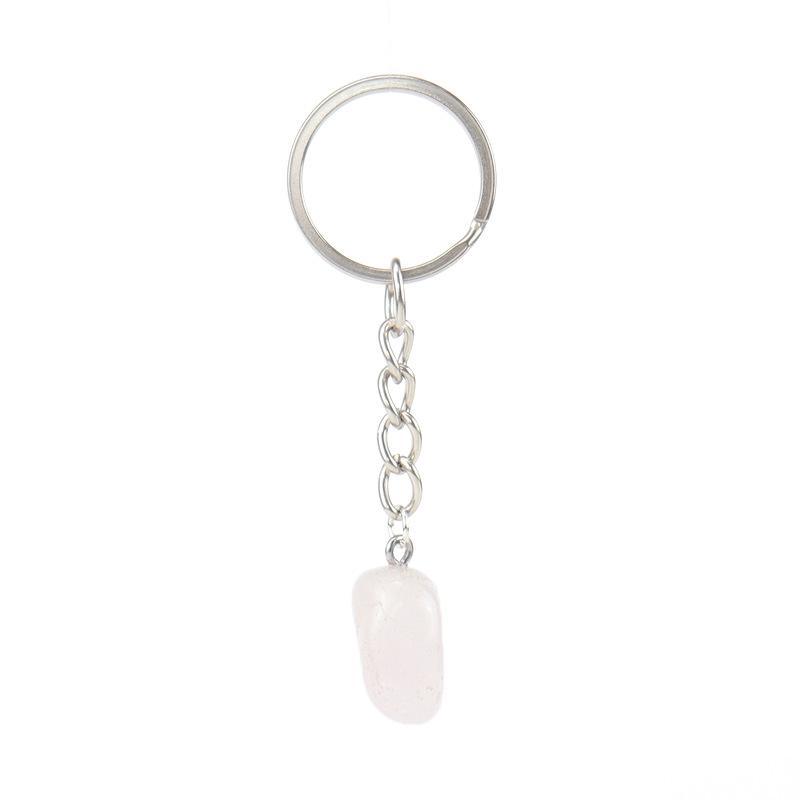 Natural Stone Irregular Stone Agate Crystal Keychain Pendant Bag Buckle Key Chain K02