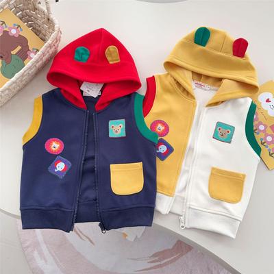 Jimo 2026 Primăvară Vestă cu Glugă Unisex Urs de Desene Animate pentru Copii