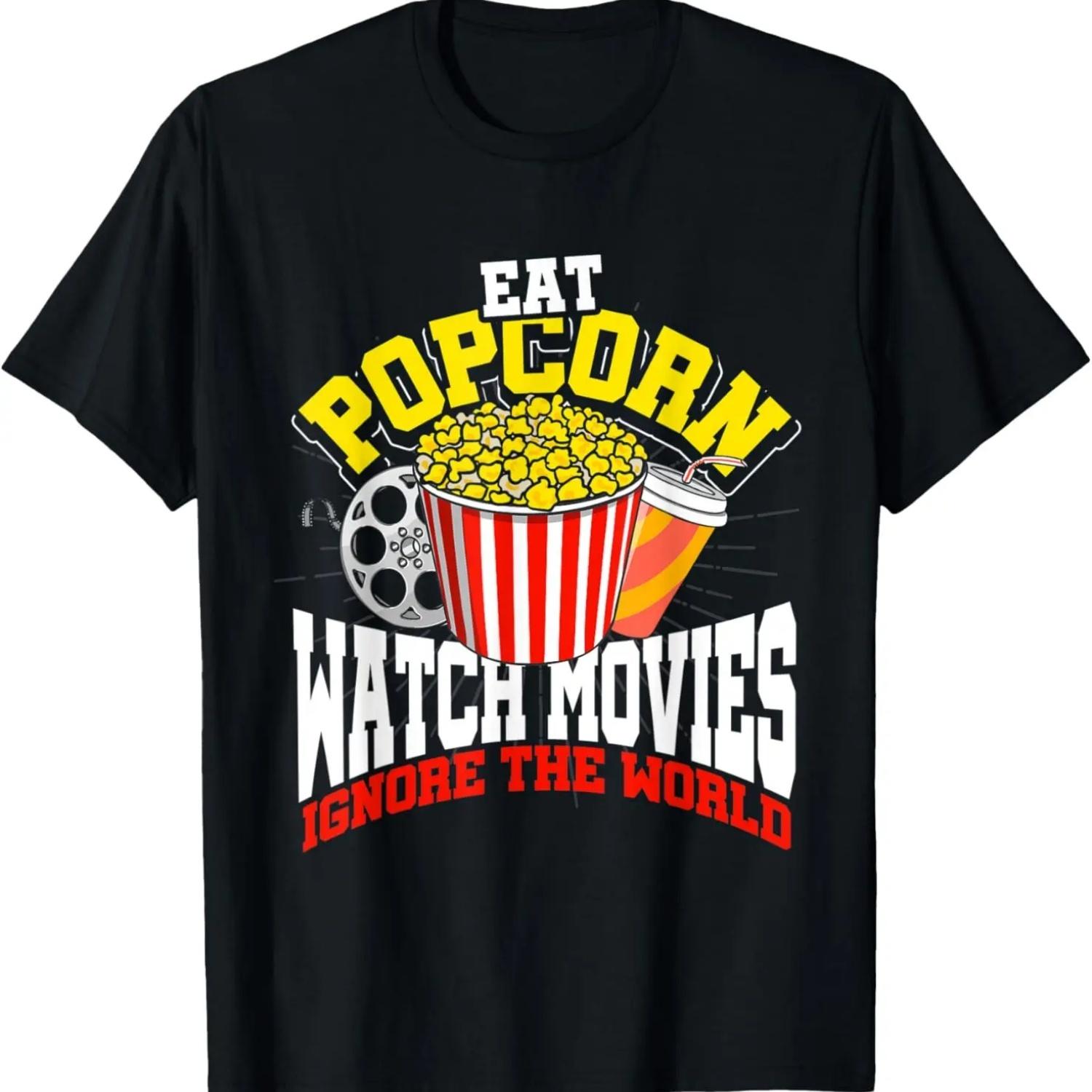 

Retro Movie Night Gift Idea Film Food Lover Popcorn T-Shirt S чёрный