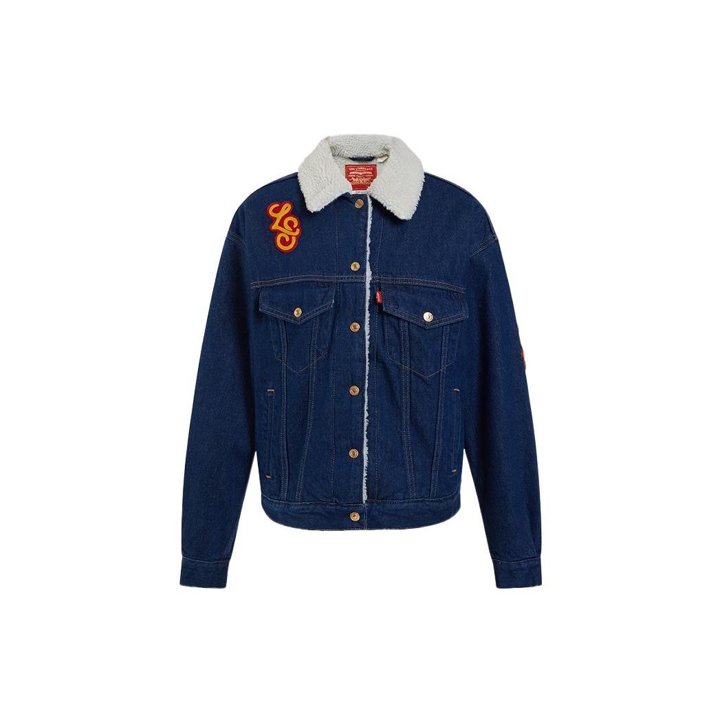 

Levis Ss23 Логотип бренда Принт букв Однобортная Джинсовая куртка с длинным рукавом Женские куртки Синий A4435-0003 L