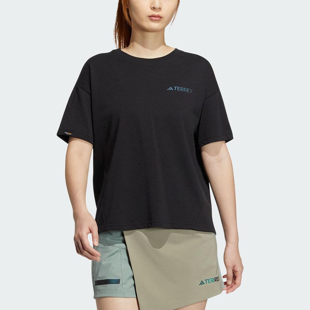 Adidas Campyx Short Sleeve Tee Solid Color Outdoor Sports T-Shirt Women Tops Black IC1967