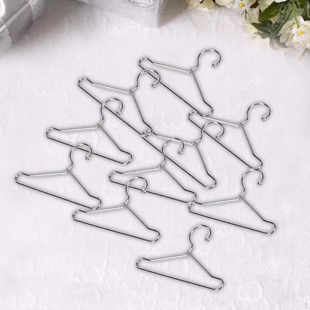 10 Pcs Dress Outfit Holder Dollhouse Furniture Bedroom Decor Doll Clothes Hangers for