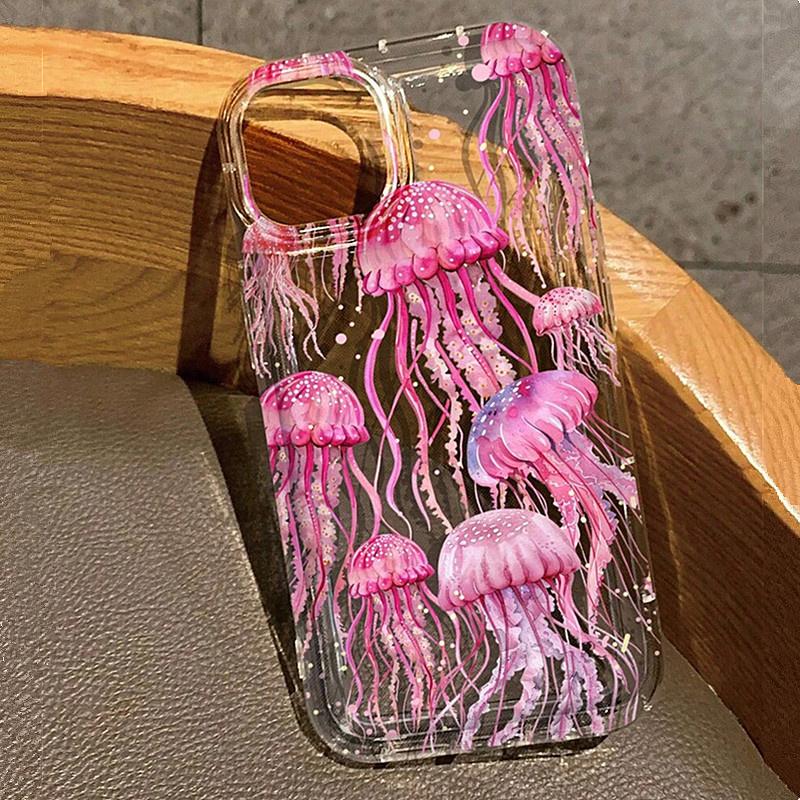 Pink Jellyfish Oceanic Print Phone Case For  Mi 13 12 11 Lite 5G 14 13T 13 12T 12 Poco X6 X5 F5 X3 Pro Airbag Sharks Cover