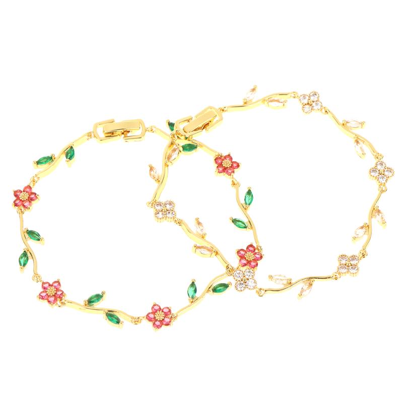 Multiple Color Flower  Branch Leaf Bracelet Dopamine Niche Women'S Bangle Jewelry Gifts