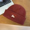 Cute Puppy Embroidered Knitted Wool Hat Children Autumn and Winter Versatile Big Head Circumference Showing Small Face Warm Bag Head Cold Hat