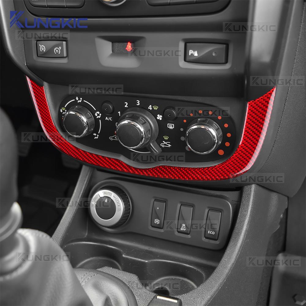 Real Soft Carbon Fiber Sticker For Dacia Duster 2014 2015 2016 2017 2018 LHD RHD Car Central Control AC Frame Interior Trim
