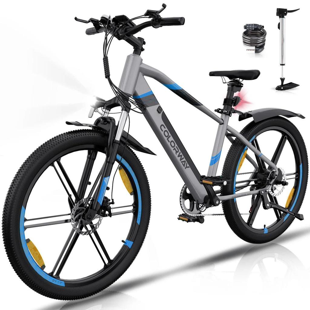 COLORWAY BK7S Carbon Steel Electric Bicycle For Adult 36V 12Ah Battery 250W Motor Outdoor Commuting Electric Bike 26 Inch Off-Road E-Mountain Bike
