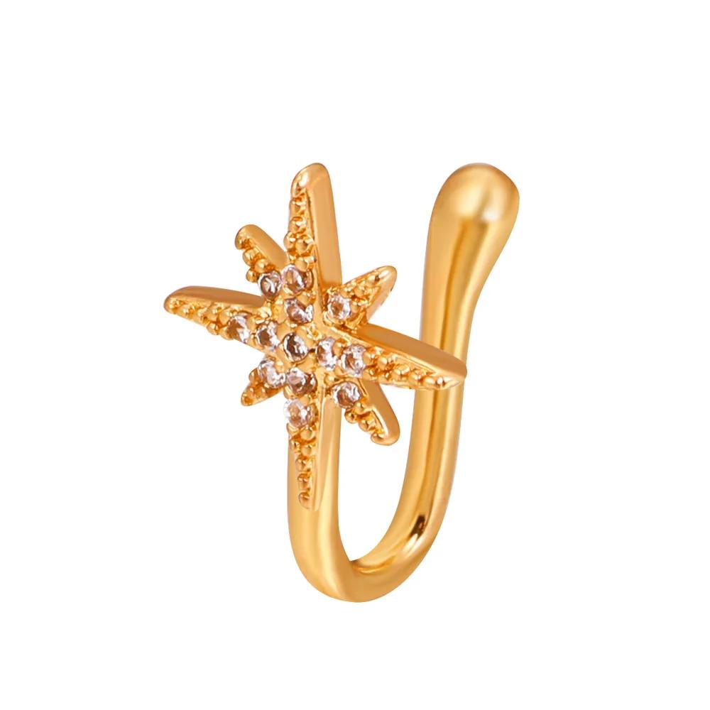 Fashion Nose Ring Charm Crystal Butterfly Pentagram Nose Ring Women Fake Piercing Clip on Nose Ear Rings Body Jewelry