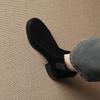 Krazing Pot Cow Suede Nubuck Winter Round Toe Modern Boots Med Heels Zipper Women Ankle Boots
