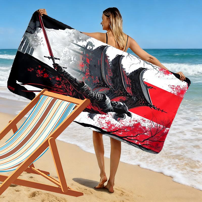 Toalla de Playa con Estampado de Samurái Japonés, Toalla Grande Suave de Secado Rápido para Playa, Camping, Natación