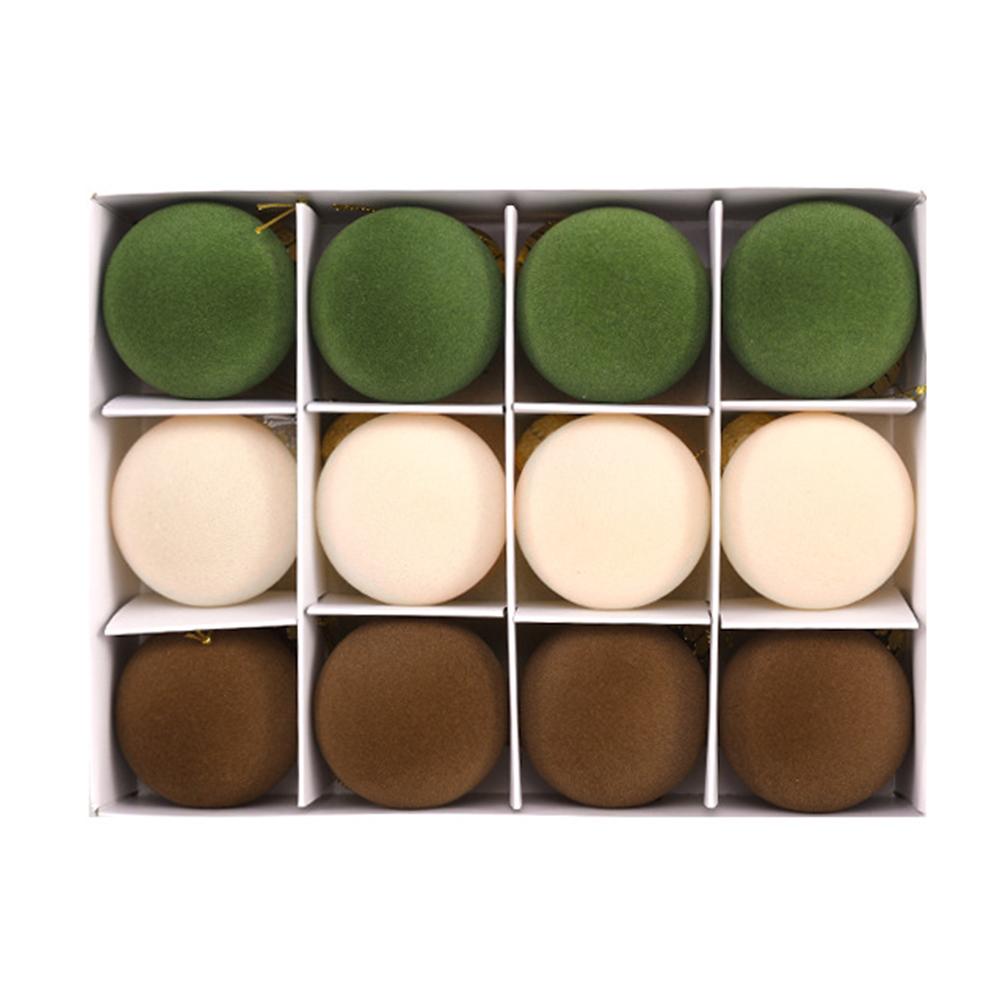 12Pcs 6CM Velvet Christmas Ball Ornaments Red Green Christmas Tree Balls Hanging Pendant Christmas Decoration 2025 New Year Gift