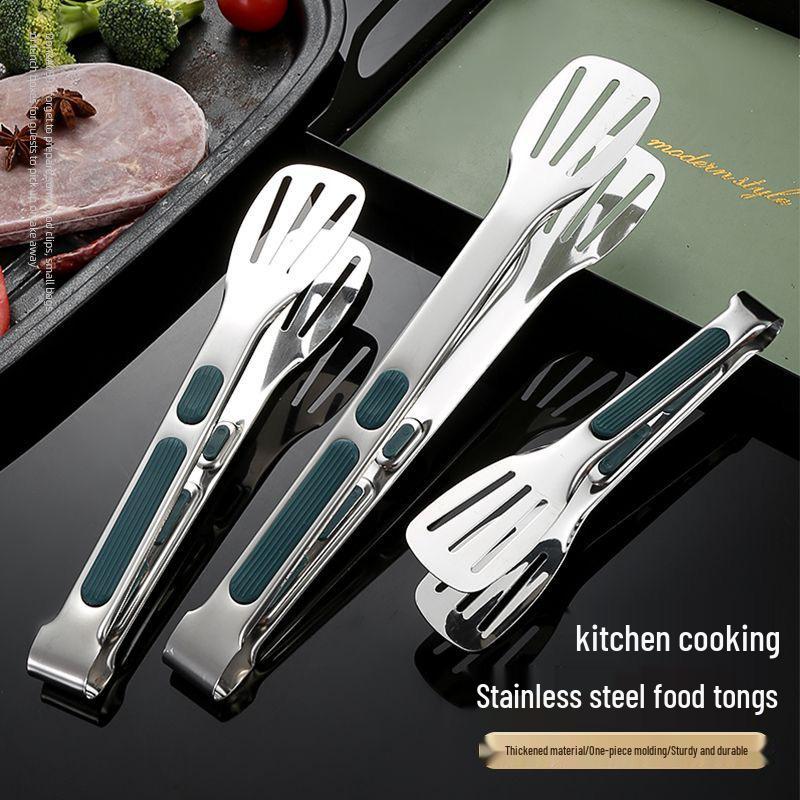 201 Stainless Steel Anti-Scald Silicone Food & Barbecue Tongs for Kitchen & Steak